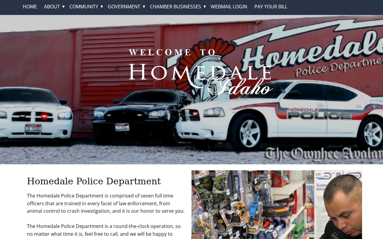 Homedale Police Department official contact and service page
