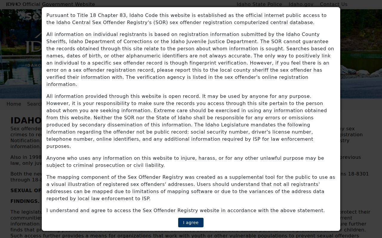 Owyhee County sex offender criminal record search