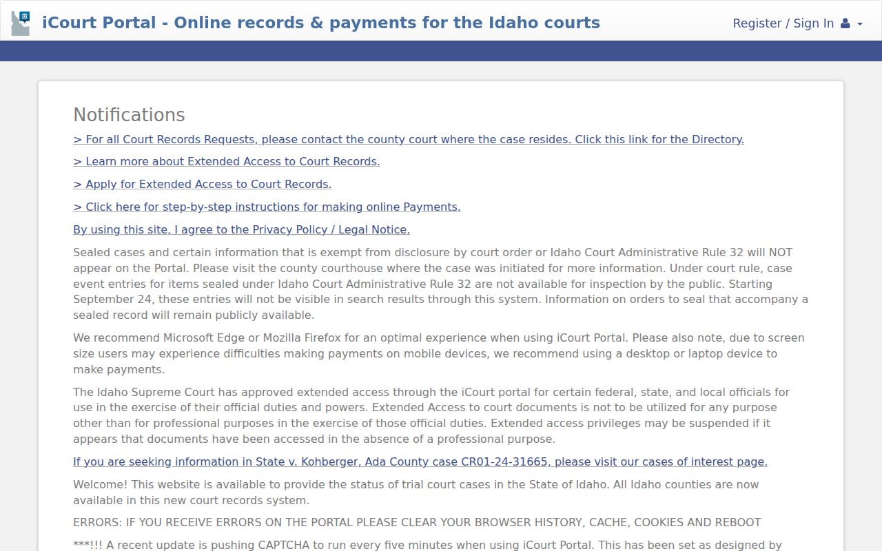Owyhee County criminal history search in Idaho iCourt