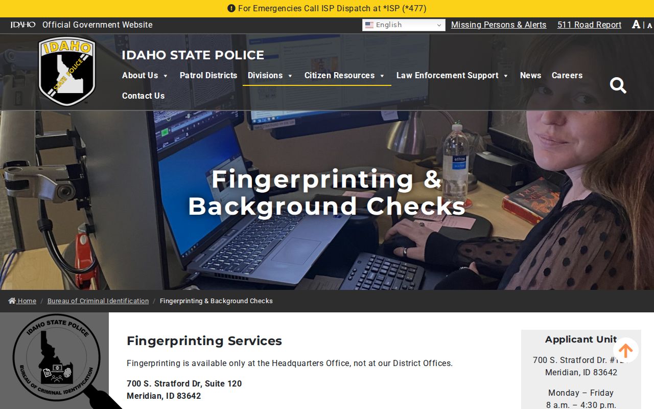 Owyhee County criminal history name and fingerprint check options